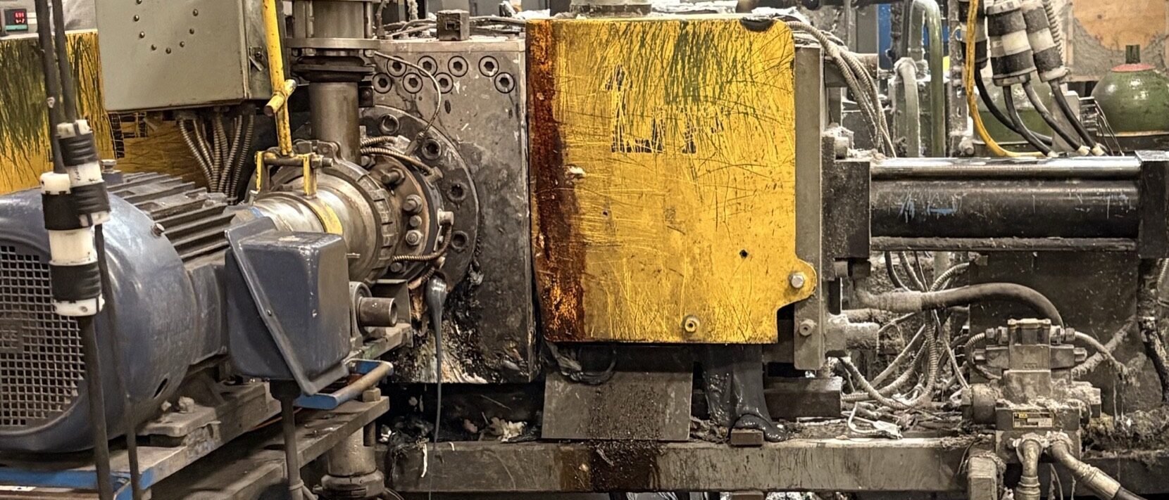 Industrial compounding equipment on a facility floor